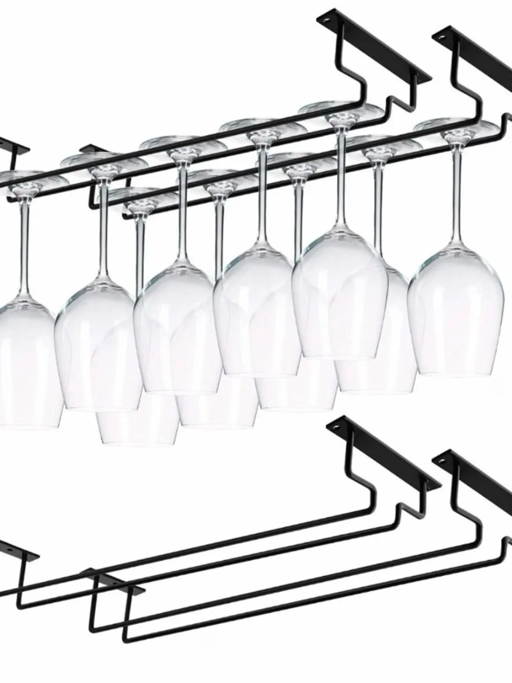 Under-Cabinet Wine Glass Rack - Black Stemware Holder